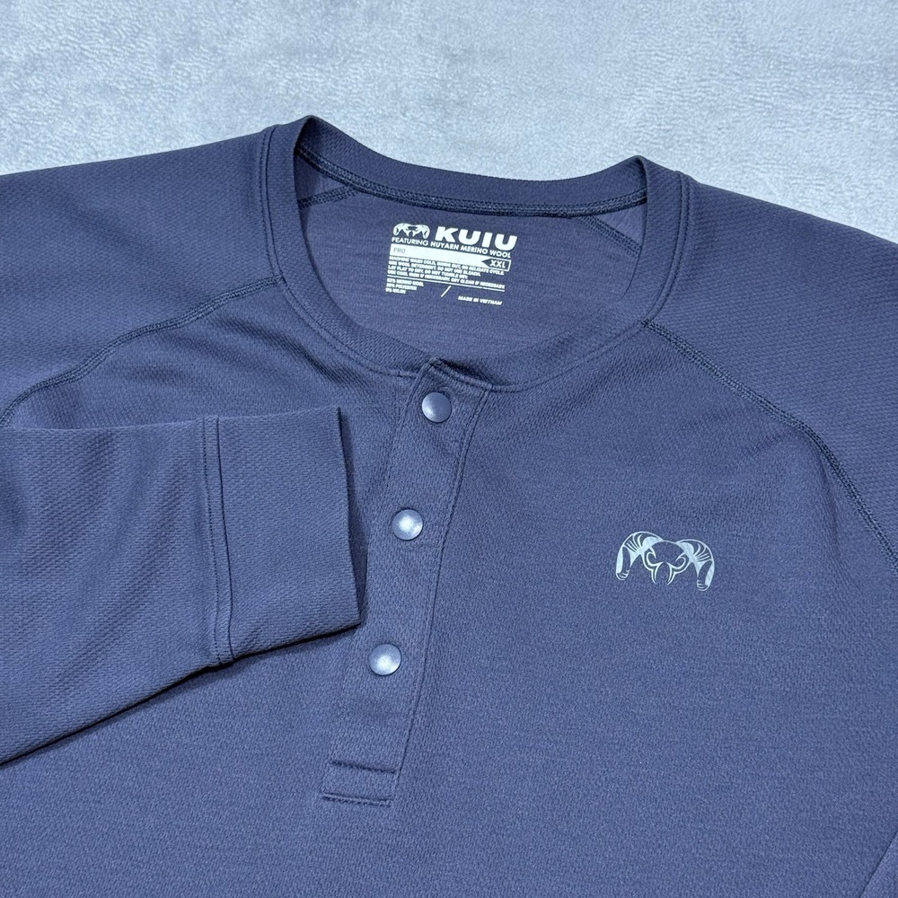 Kuiu Pro Shirt Mens XXL Pro Merino Wool Nuyarn Henley Base Layer Snap Button USA